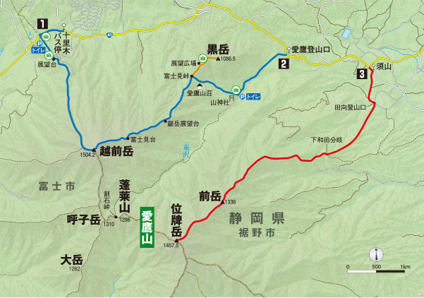 愛鷹山周辺ルートマップ