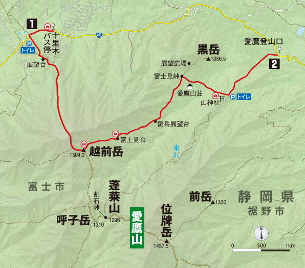 愛鷹山周辺ルートマップ
